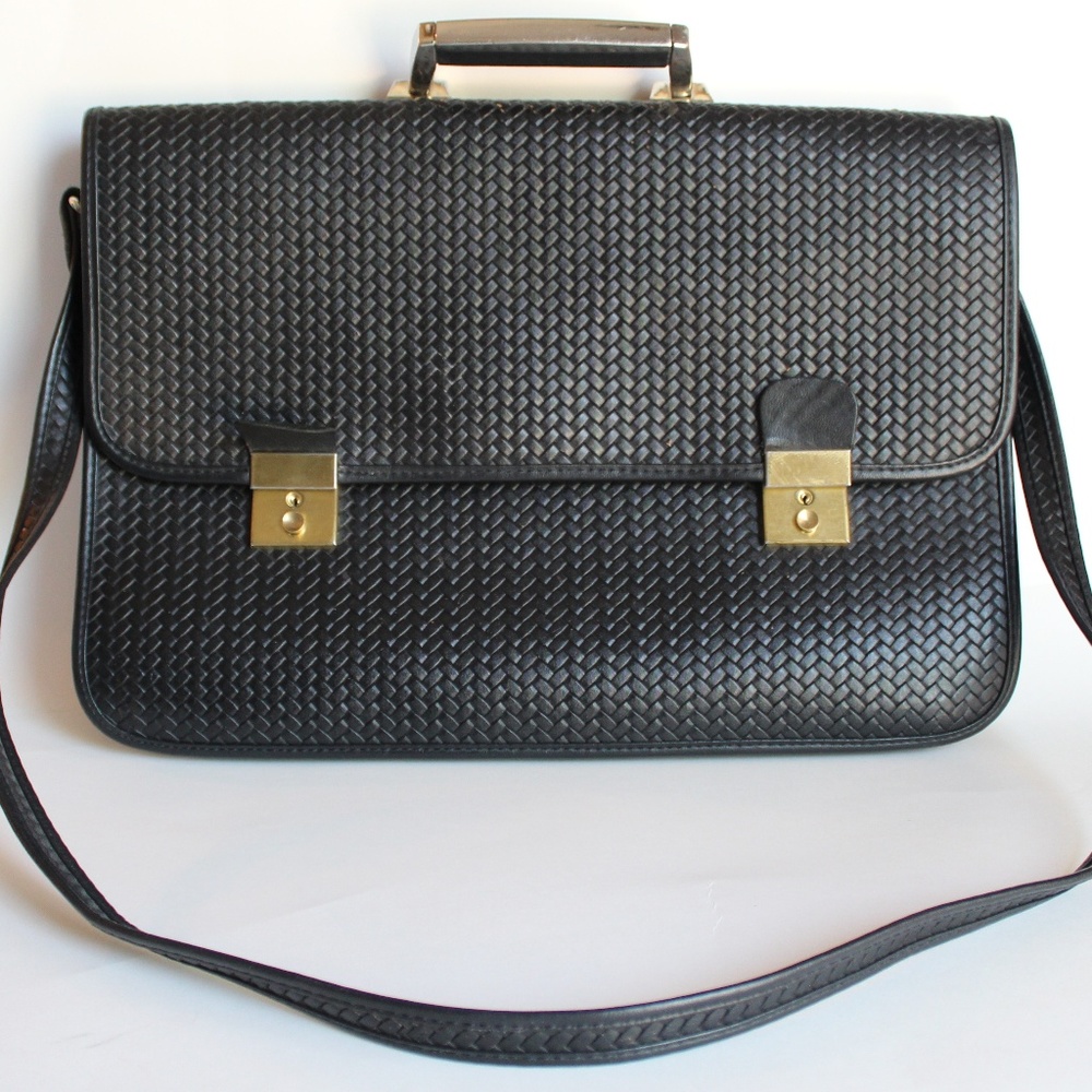 Vintage Black Leather Messenger